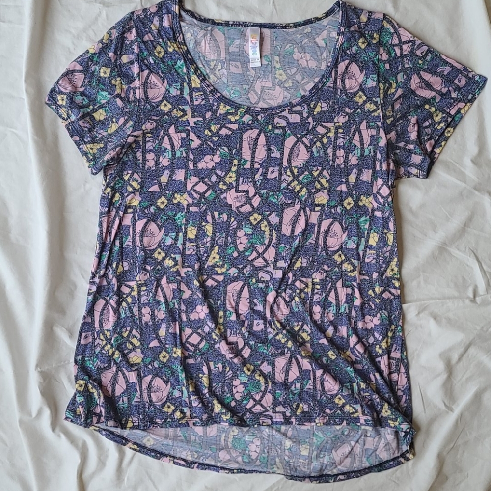 LuLaRoe high low top pink purplish/blue Large